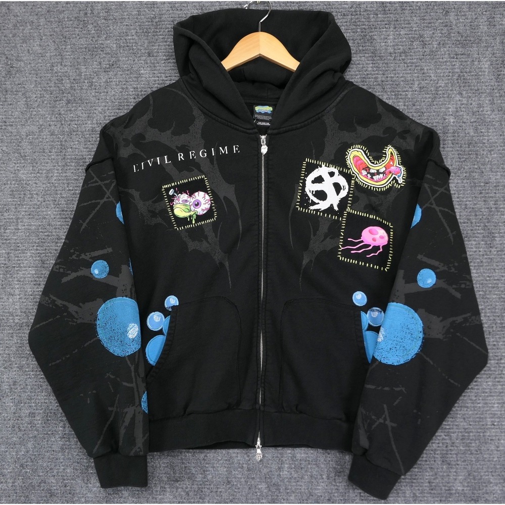Civil Regime x SpongeBob SquarePants Collab Zombie Zip Up Hoodie Mens 2XL Black